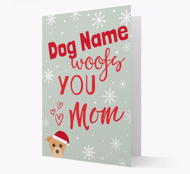 'I Woof You Mom' Card with your {breedFullName} Christmas Icon